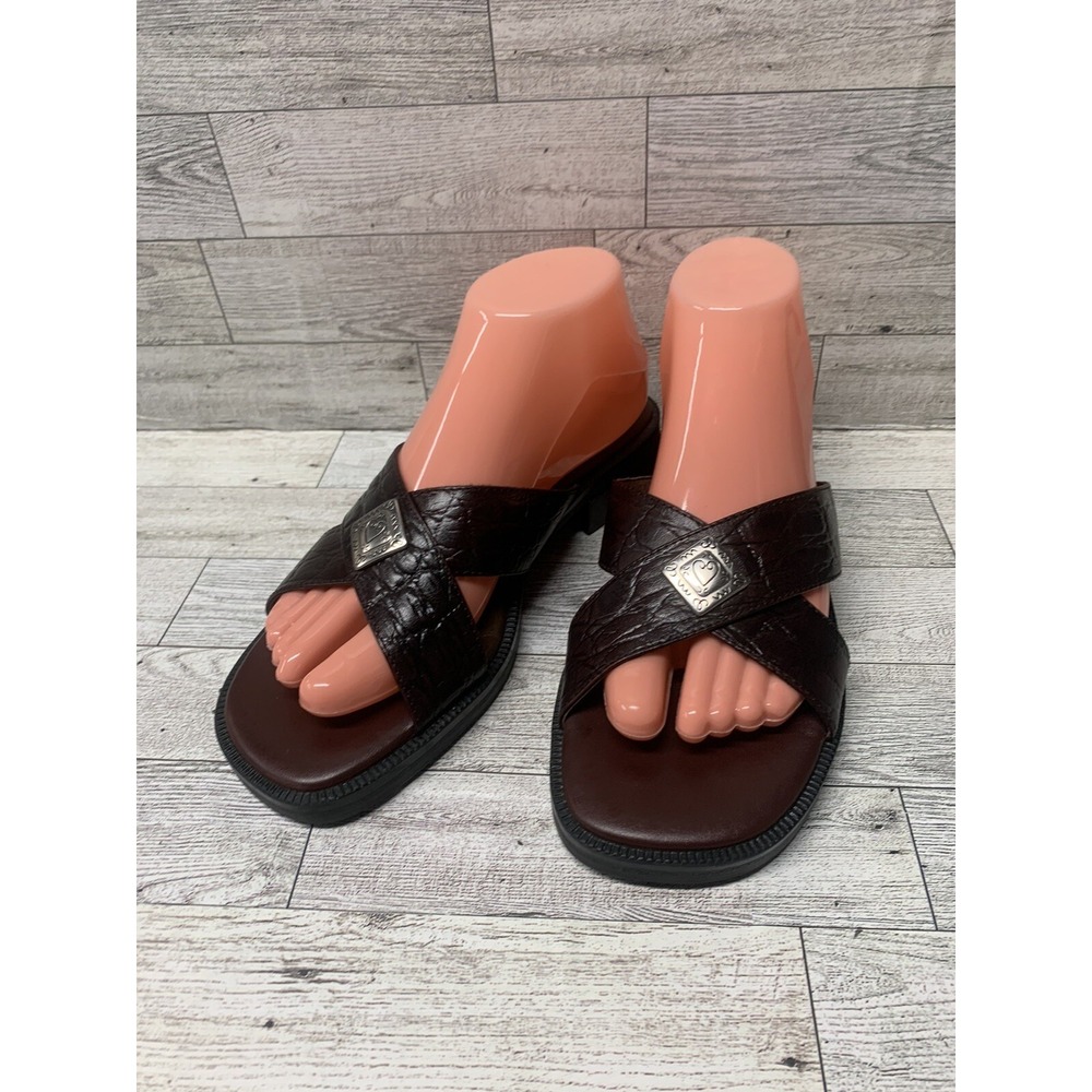 Minnetonka Solid Brown Leather Heeled Open Toe Sandals Size 8‎